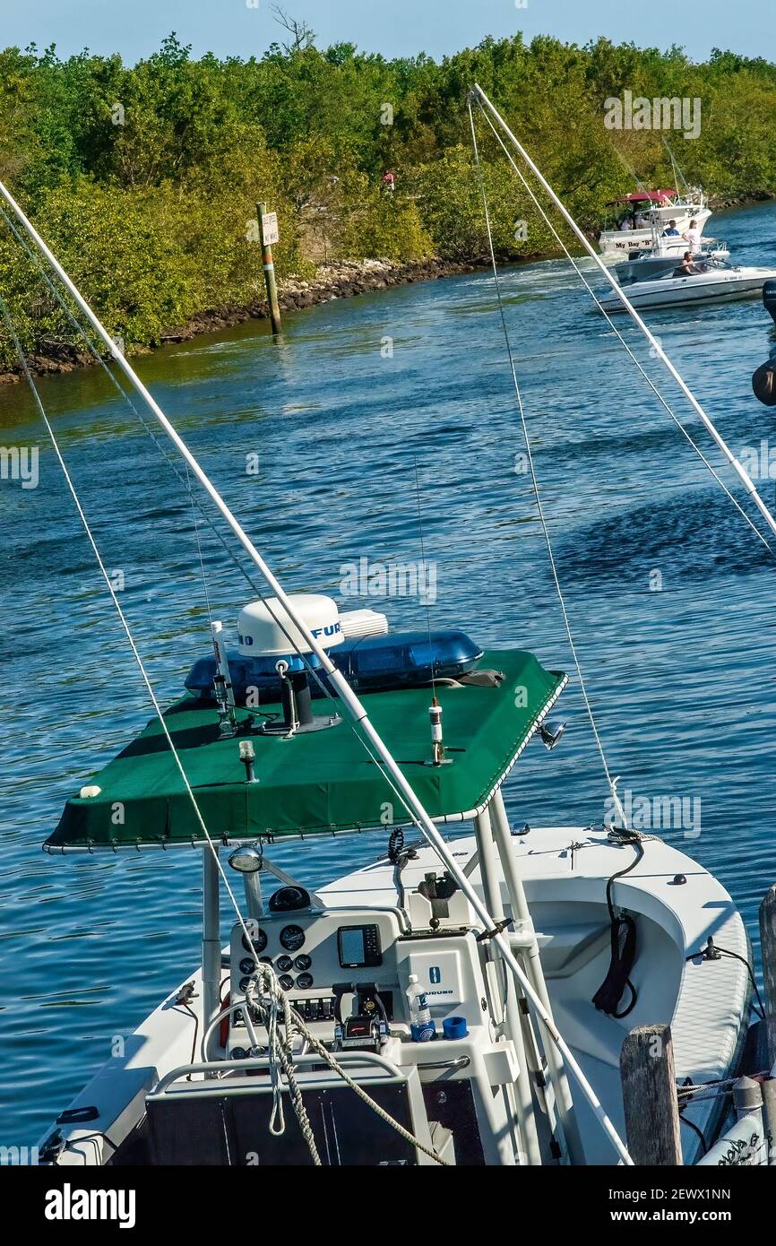 Miami-Dade Police Marine Patrol boat docked at the Black Point Park ...