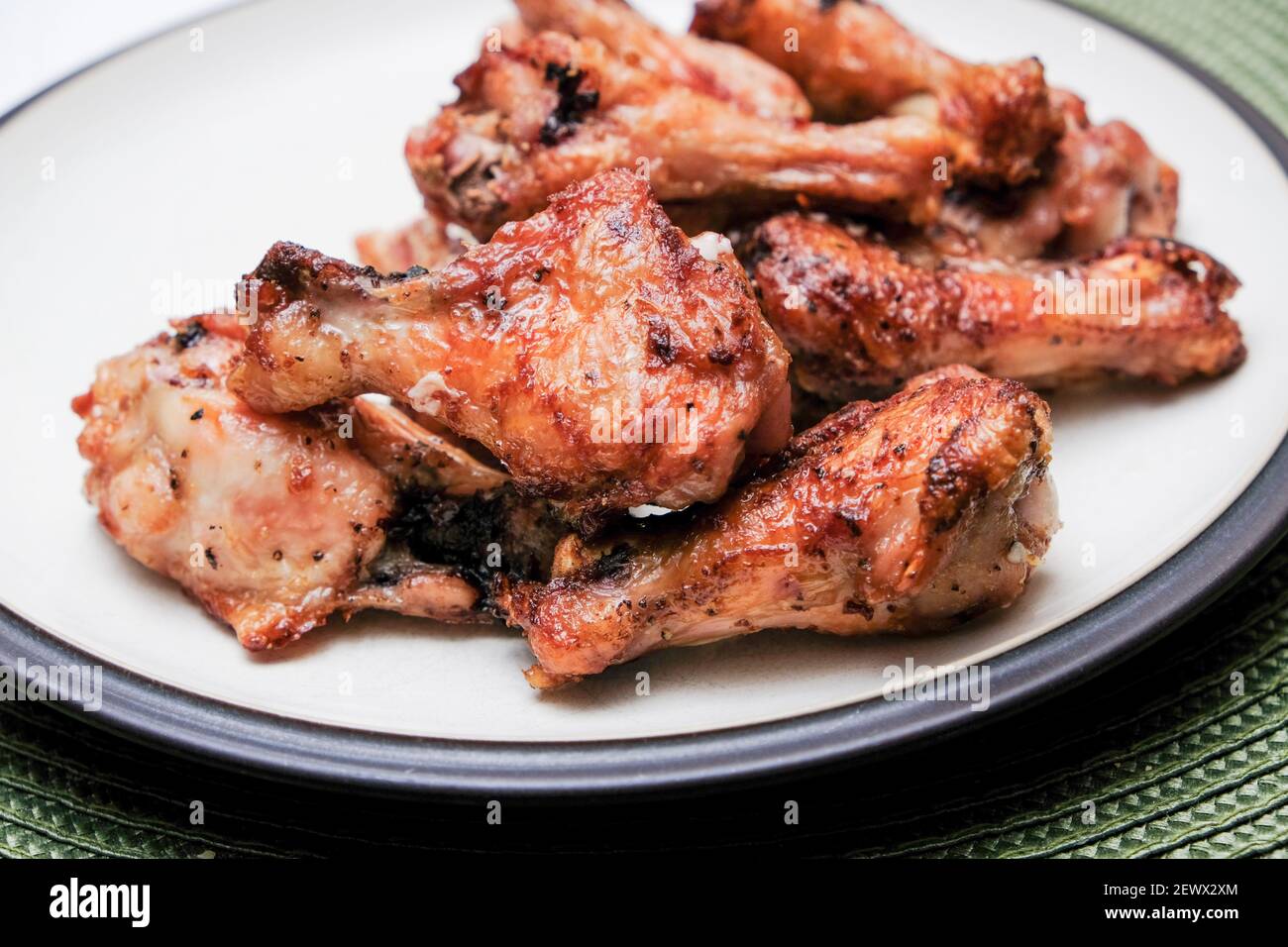 oven roasted bbq chicken wings healthy baked instead of fried Stock
