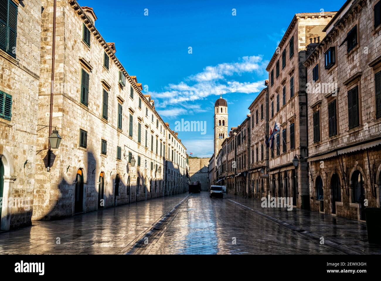 Stradun, Beautiful Main Street Of Dubrovnik Old Town In Croatia Stock ...