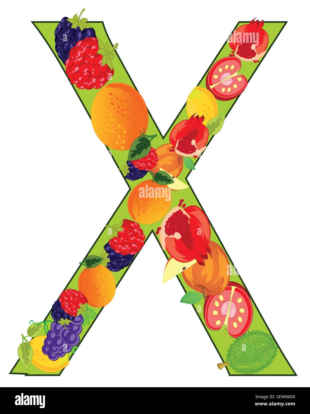 Vector illustration of the decorative letter X english of the alphabet