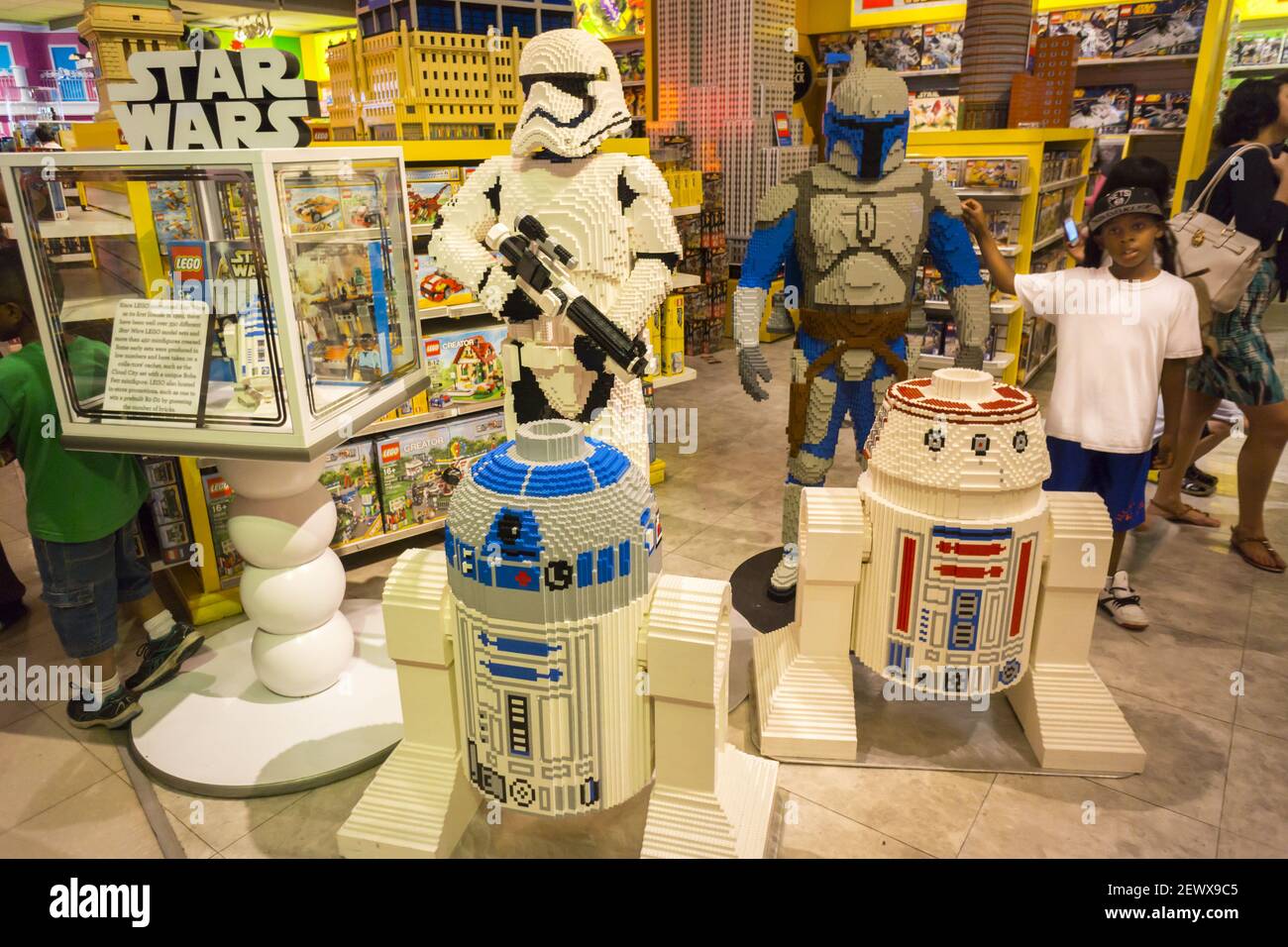 Lego Star Wars display in the Toys R Us store in Times Square in New York  on so-called "Force Friday", September 4, 2015. Lego announced it will lay  off 8 percent of
