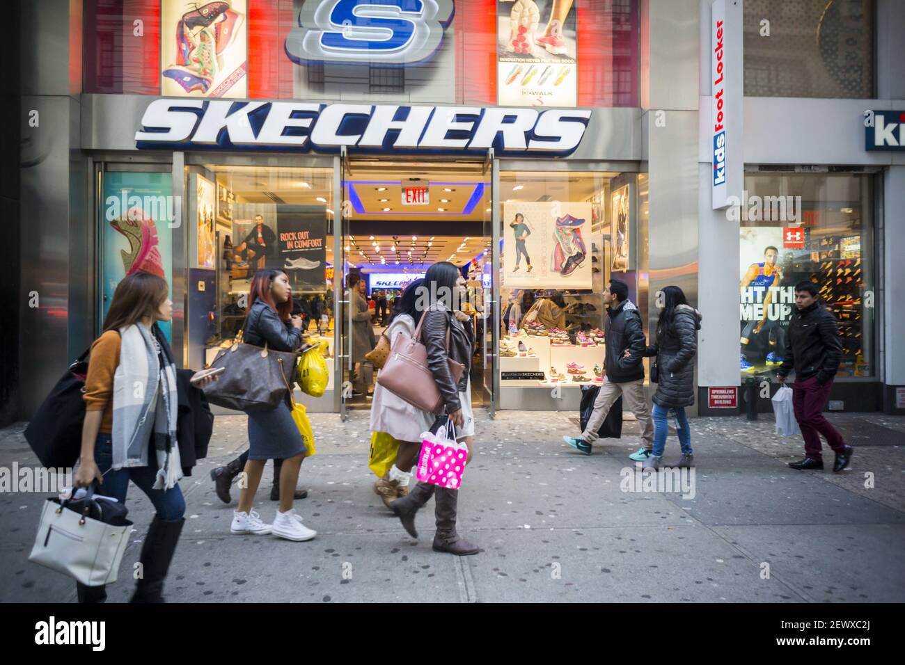 A Skechers store in Times Square in New York on Saturday, October 24,  2015.(Photo by Richard B. Levine Stock Photo - Alamy