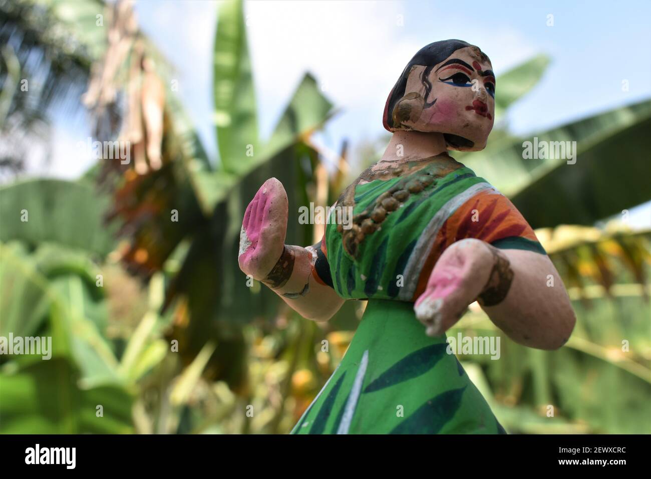 Thanjavur dancing doll in Tamilnadu. Indian toy and traditional dress