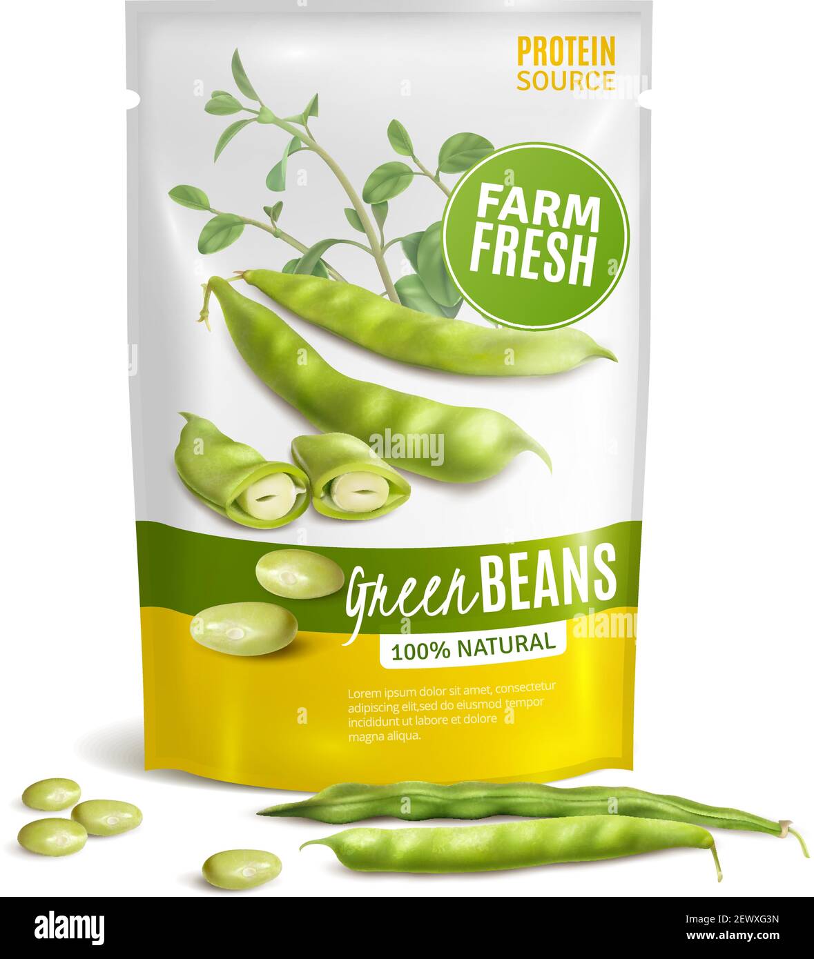 Preserved natural green beans plastic package valuable protein source