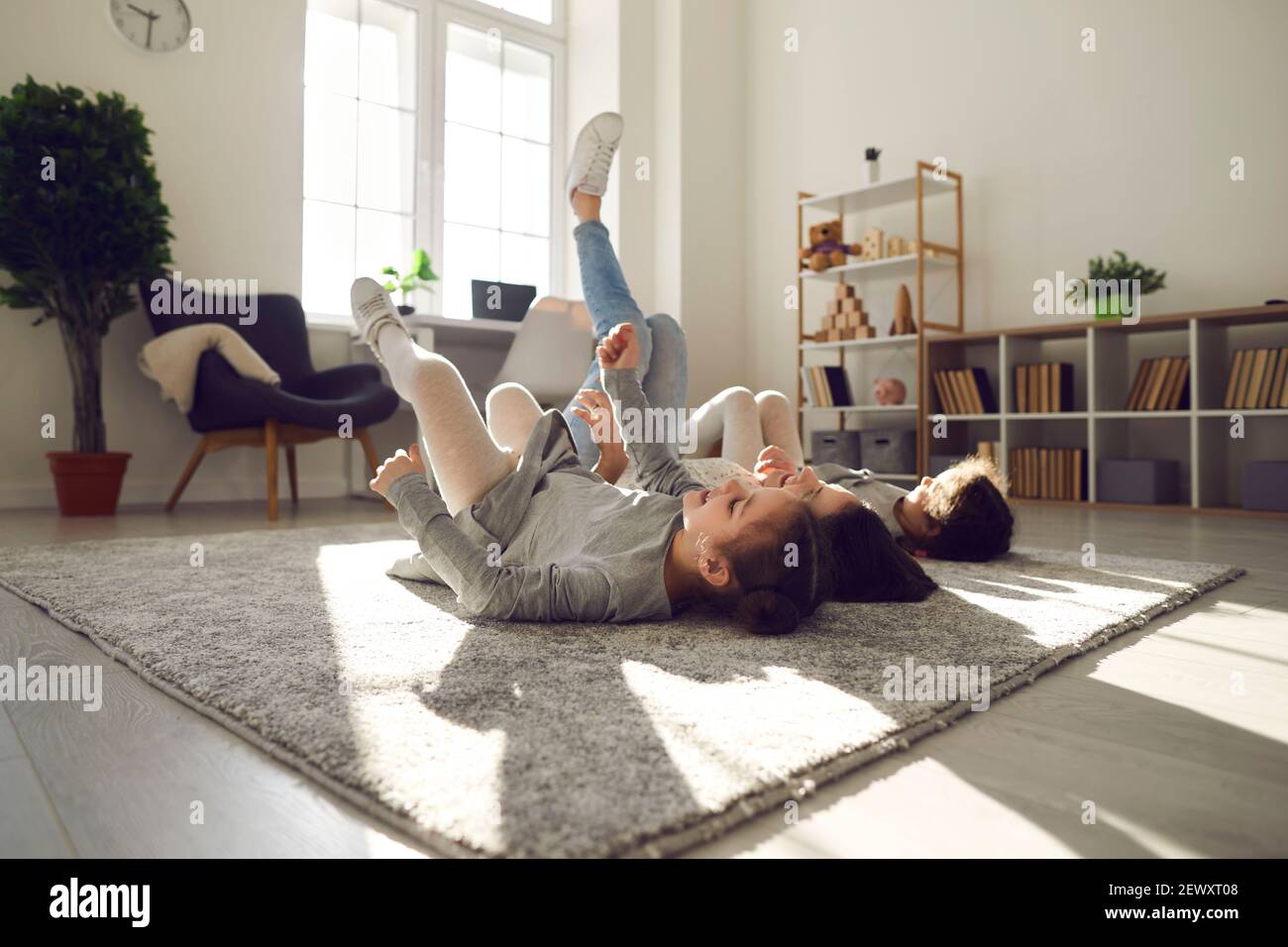 Spending time at home with children, happy family concept Stock Photo