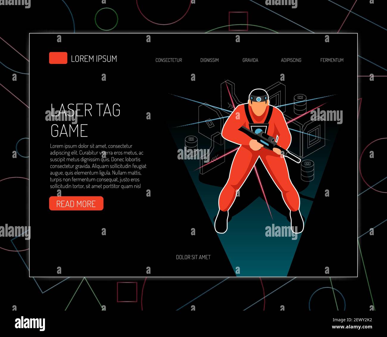 Laser tag game concept rules equipment offers isometric design with