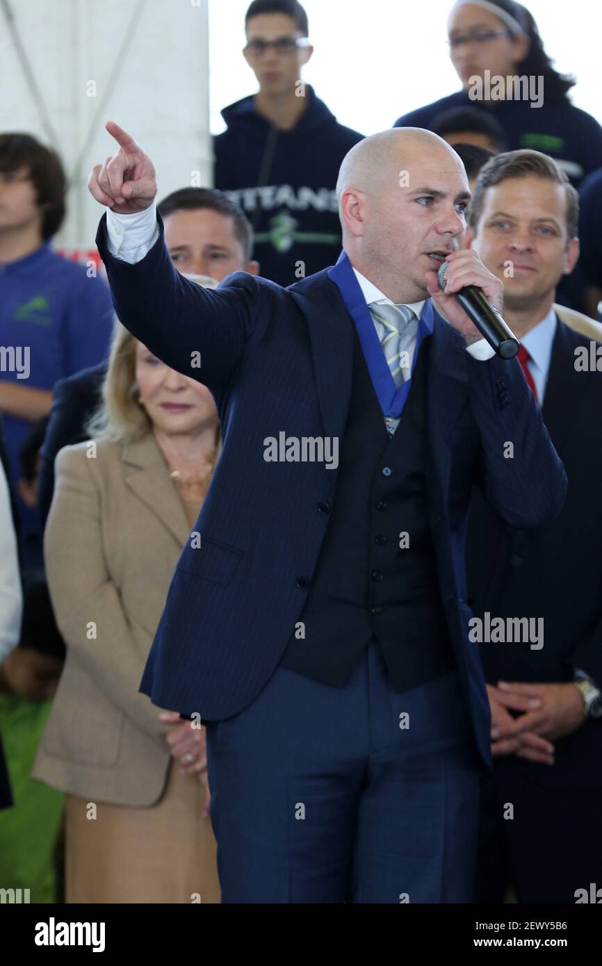 MIAMI Florida, January 15, 2015 Pitbull is seen during Pitbull