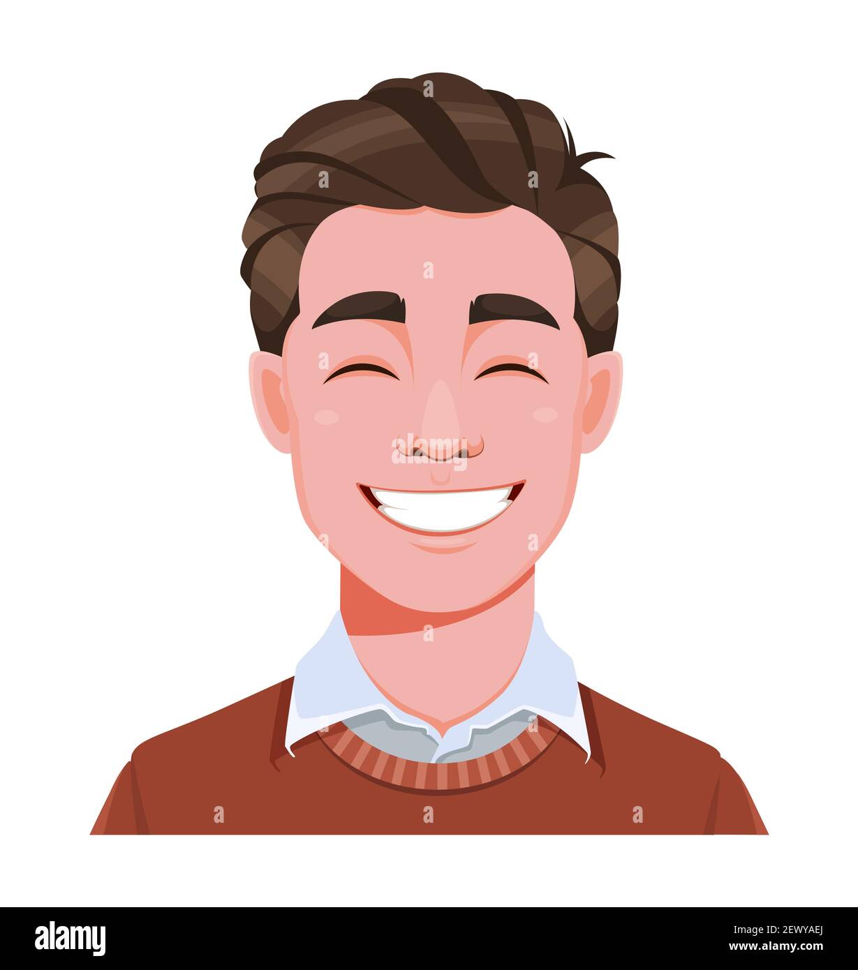 Face expression of handsome business man, laughing. Male emotion. Avatar.  Cartoon character. Stock vector illustration isolated on white background  Stock Vector Image & Art - Alamy