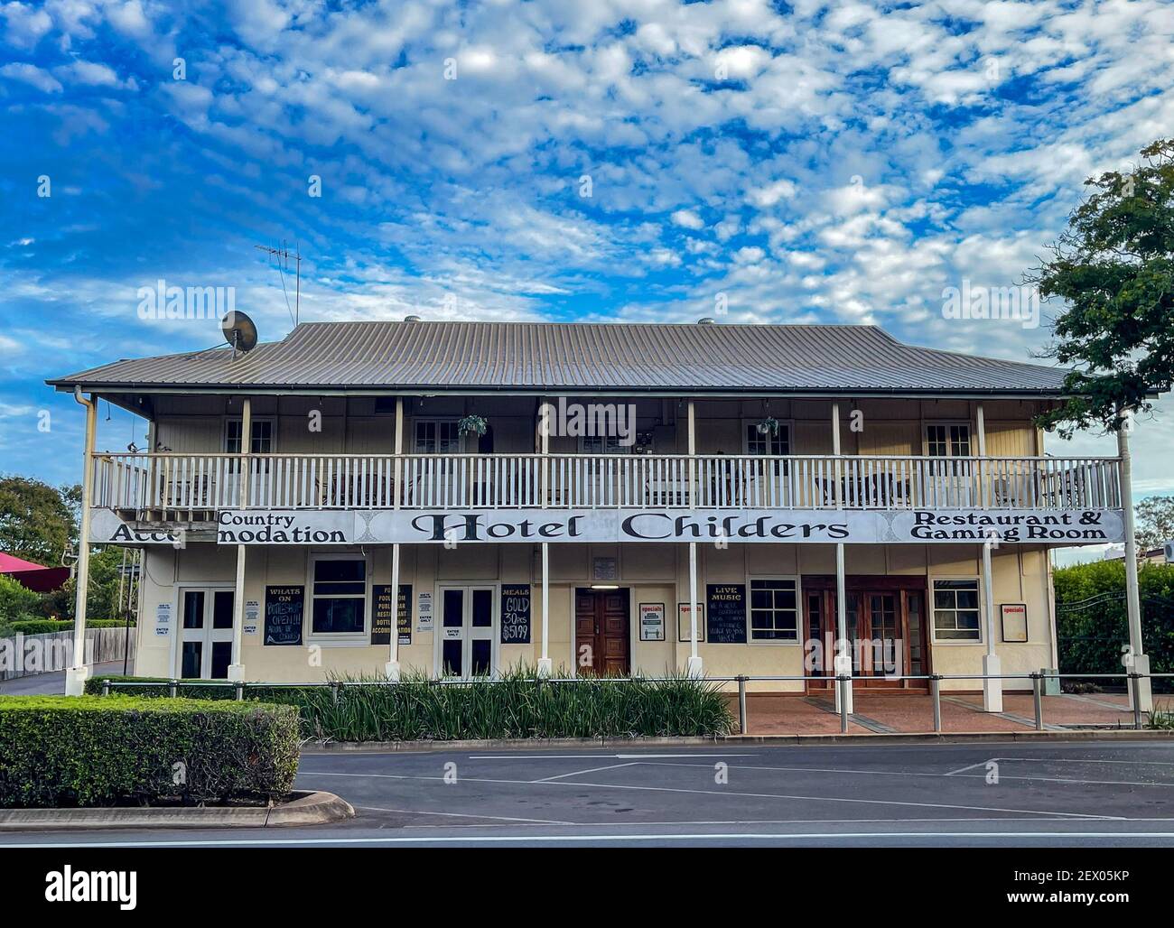 Facade of the Childers Hotel, built from 1895 to 1930 in the town of