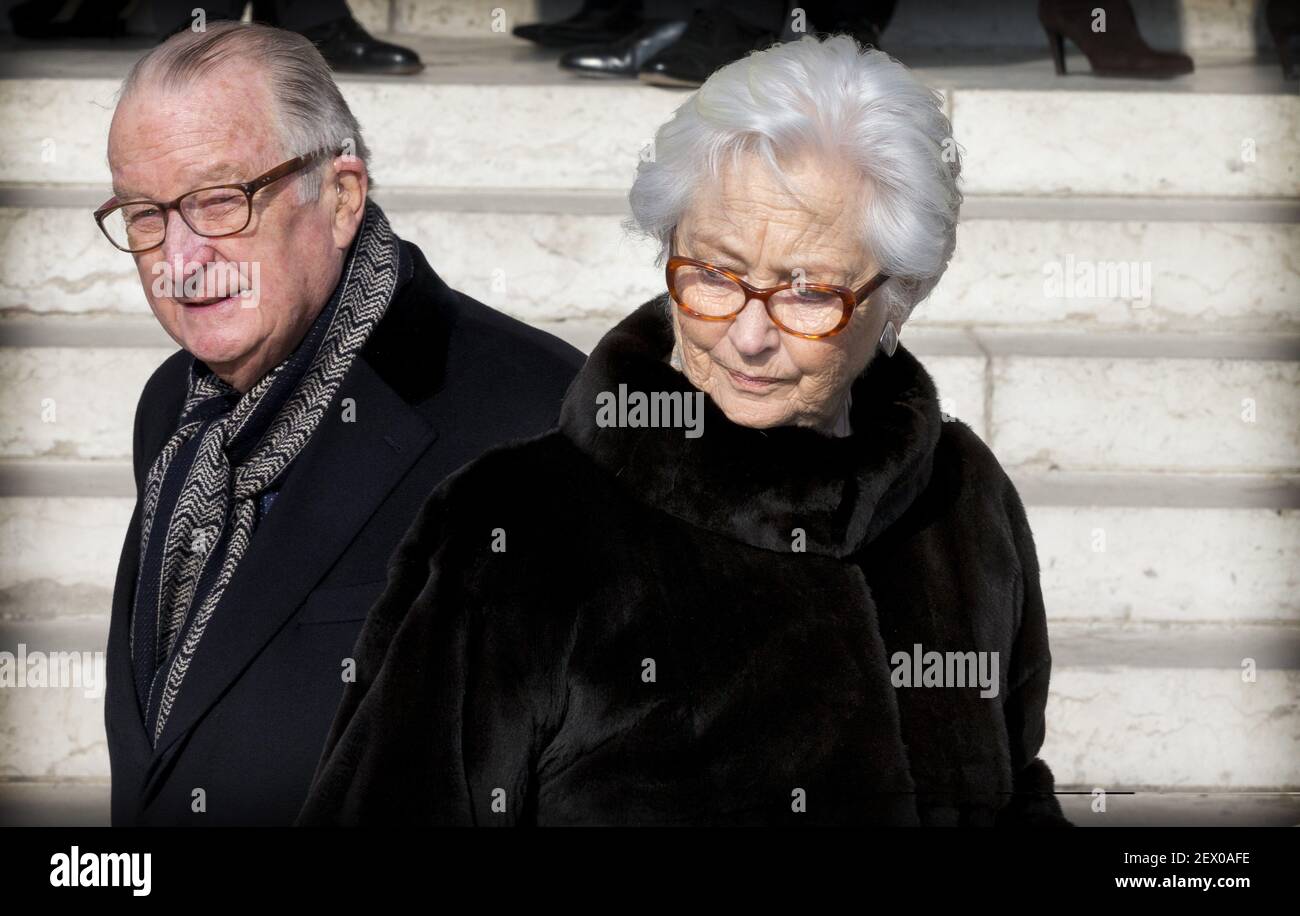 King Albert II and Queen Paola attend the annual celebration of the Eucharist in memory of the deceased members the Royal Family. The Mass will take place at the Our Lady Church in Laken.Feb. 12, 2015 *** Please Use Credit from Credit Field *** Stock Photo