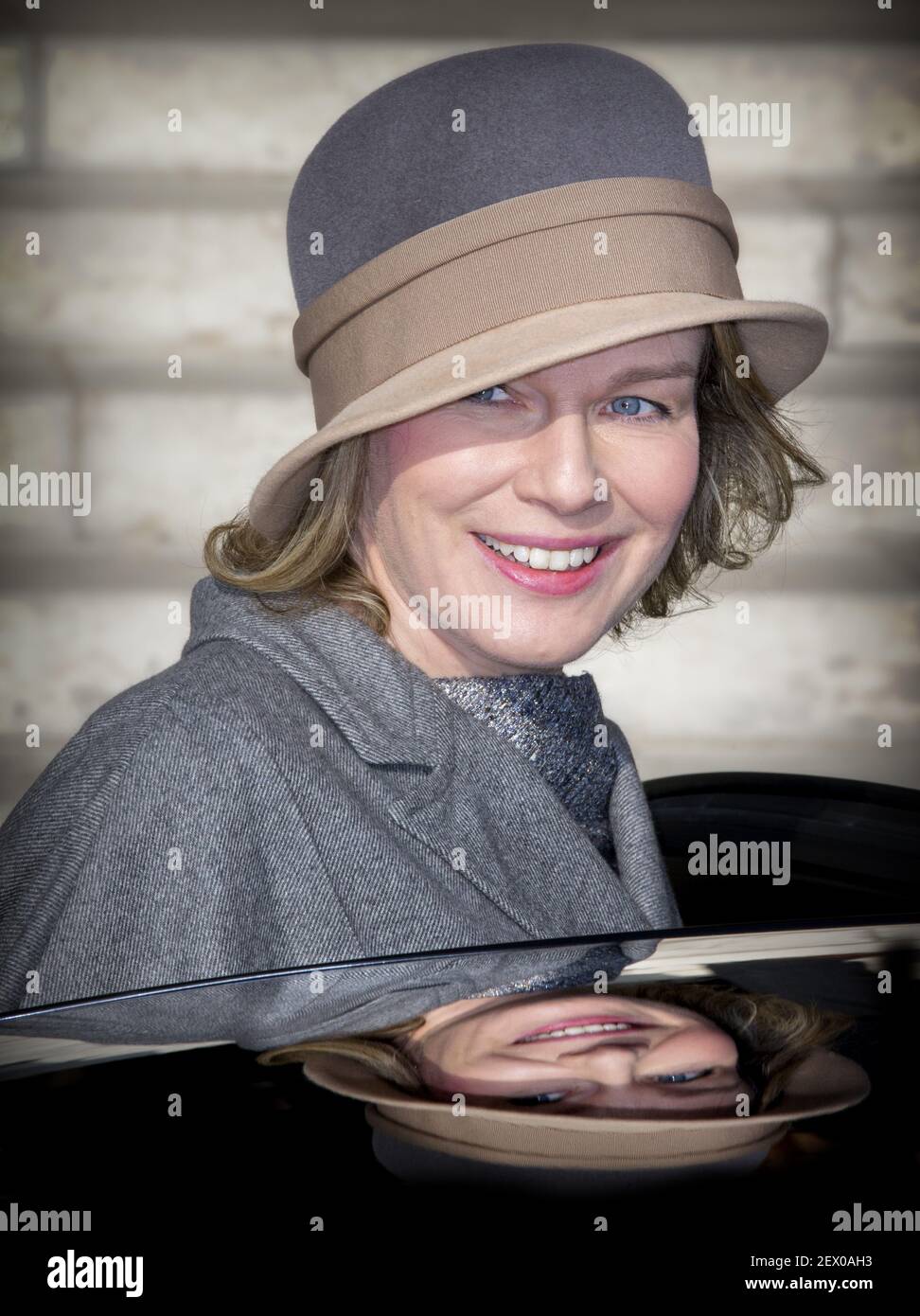 Queen Mathilde attend the annual celebration of the Eucharist in memory of the deceased members the Royal Family. The Mass will take place at the Our Lady Church in Laken. Feb. 12, 2015 *** Please Use Credit from Credit Field *** Stock Photo