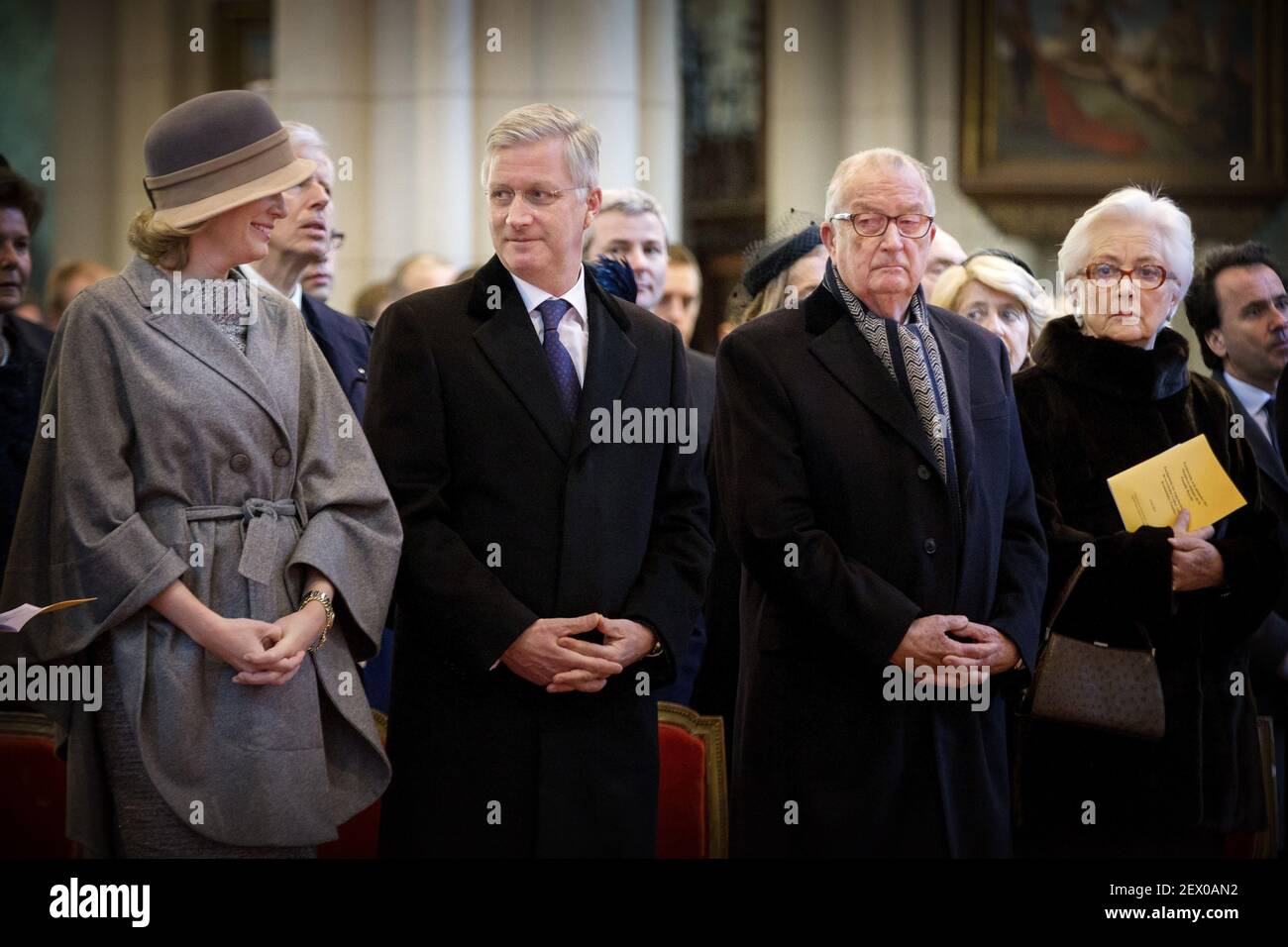 King Filip and Queen Mathilde and the Members of the Royal Family King Albert II, Queen Paola attend the annual celebration of the Eucharist in memory of the deceased members the Royal Family. The Mass will take place at the Our Lady Church in Laken. Feb. 12, 2015 *** Please Use Credit from Credit Field *** Stock Photo