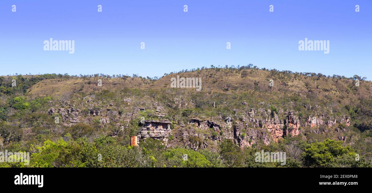Panorama of the Landscape in the Chapada dos Guimaraes Nationalpark in Mato Grosso, Brazil Stock Photo