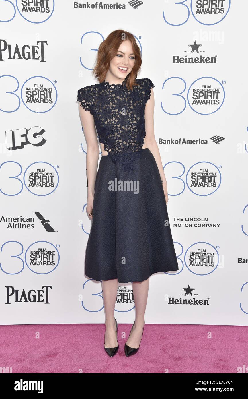 Emma Stone at the 2015 Independent Spirit Awards, held on the beach in ...