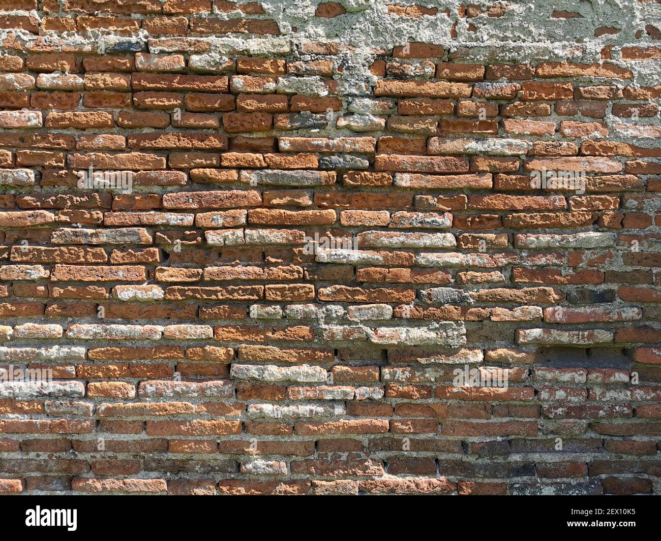 red brick wall, repaired wall, wall made from bricks Stock Photo