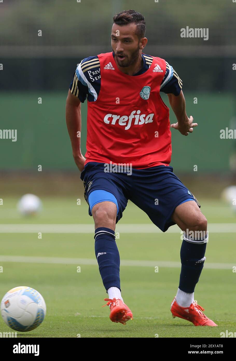 Soccer player Leandro Pereira, of SE Palmeiras during practice game against  the Portuguese team at the Academy of Football, in the neighborhood of  Barra Funda. SÃ£o Paulo/SP, Brazil-2/23/2015. Photo: Cesar Greco/Fotoarena  ***