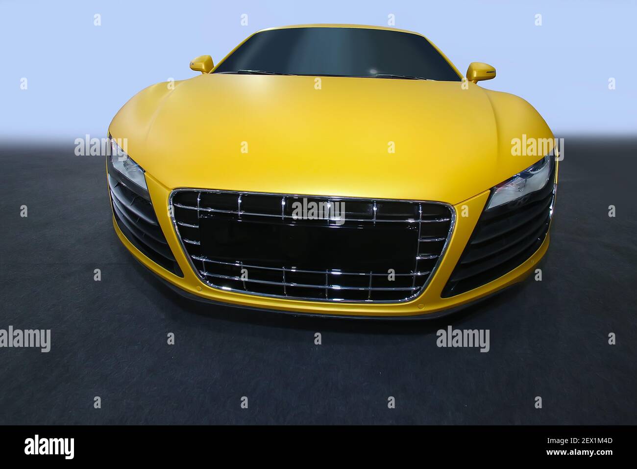 beautiful modern yellow sports car Stock Photo