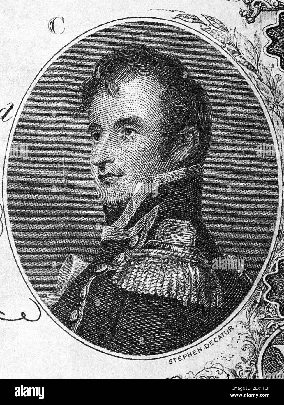 Stephen Decatur a portrait from old American money Stock Photo
