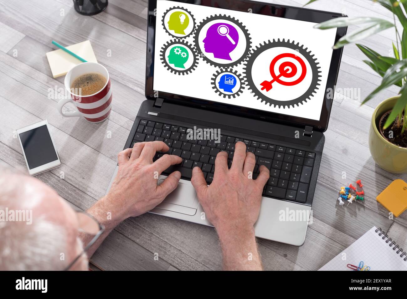 Business process concept shown on a laptop used by a man Stock Photo ...