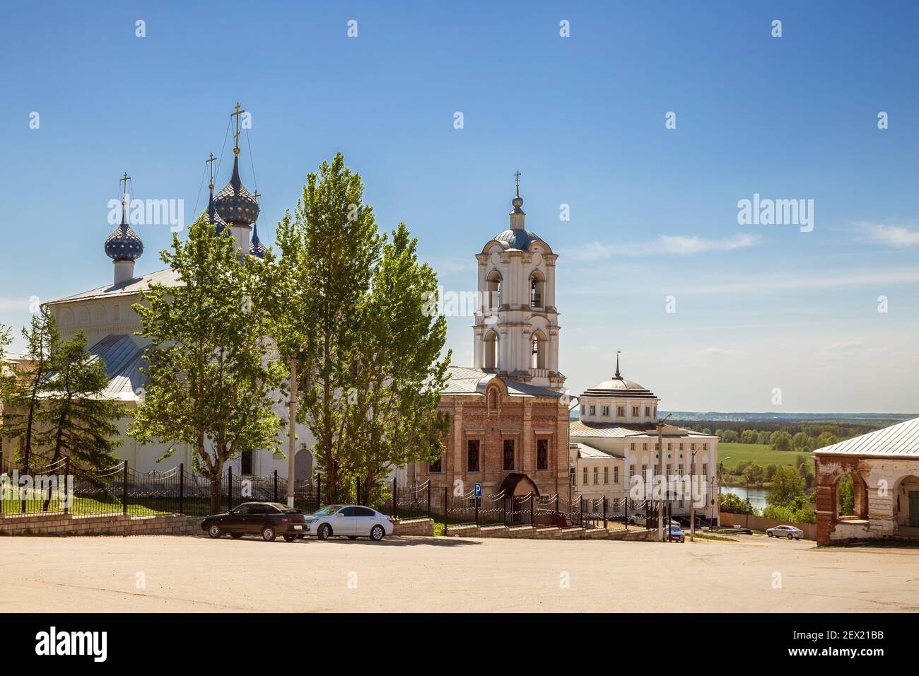 Cathedral Square with the Assumption Church in the center of Kasimov town, Ryazan region, Russia Stock Photo