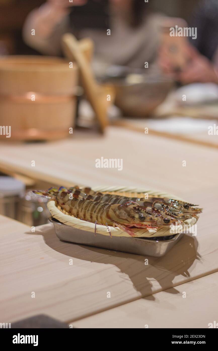 Fency Fish Inner A vertical shot of an exotic fish dish in a fancy restaurant Stock ...