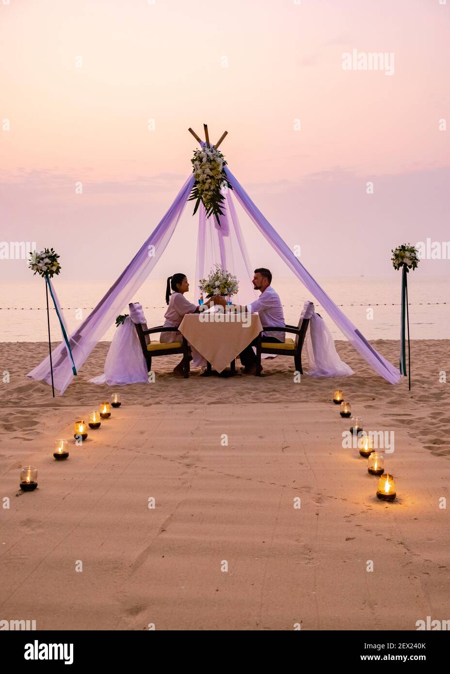 Romantic Candle Light Dinner On The Beach