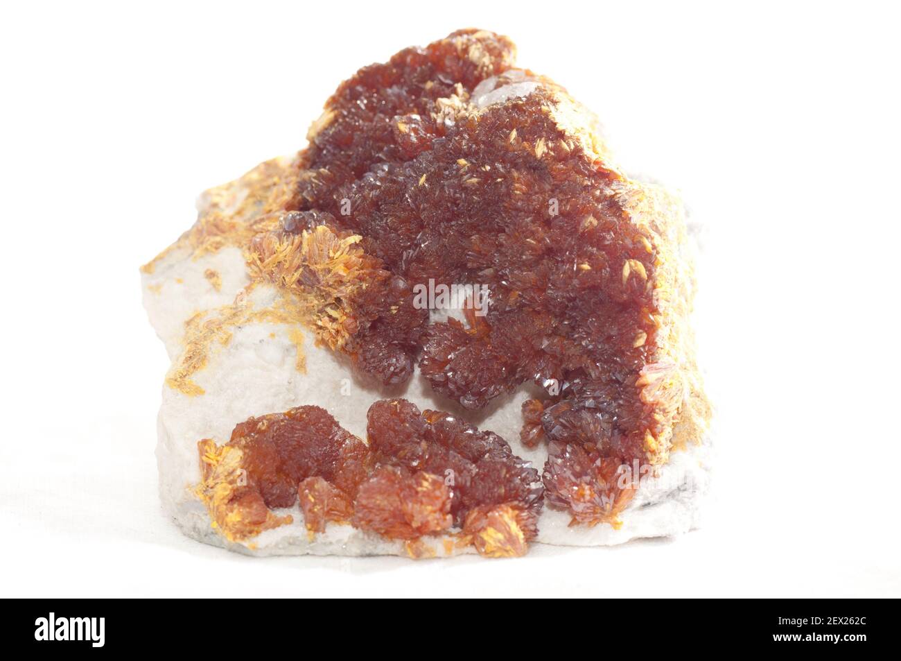 vibrant colorful orange orpiment crystal mineral sample Stock Photo