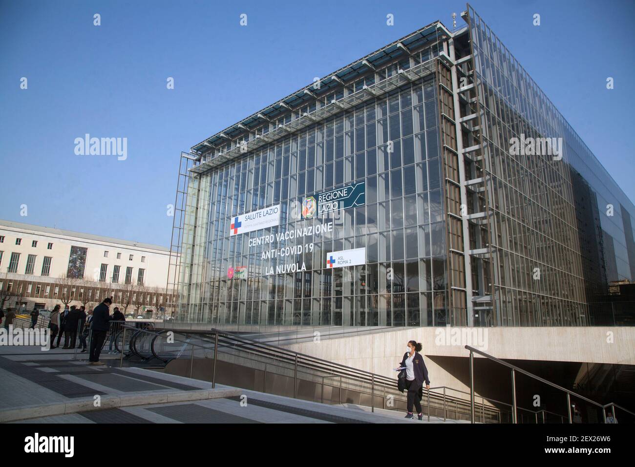 Rome, ITALY - 24 February 2021: Rome's Convention Centre Now Mass Covid-19 Vaccination Hub. Stock Photo