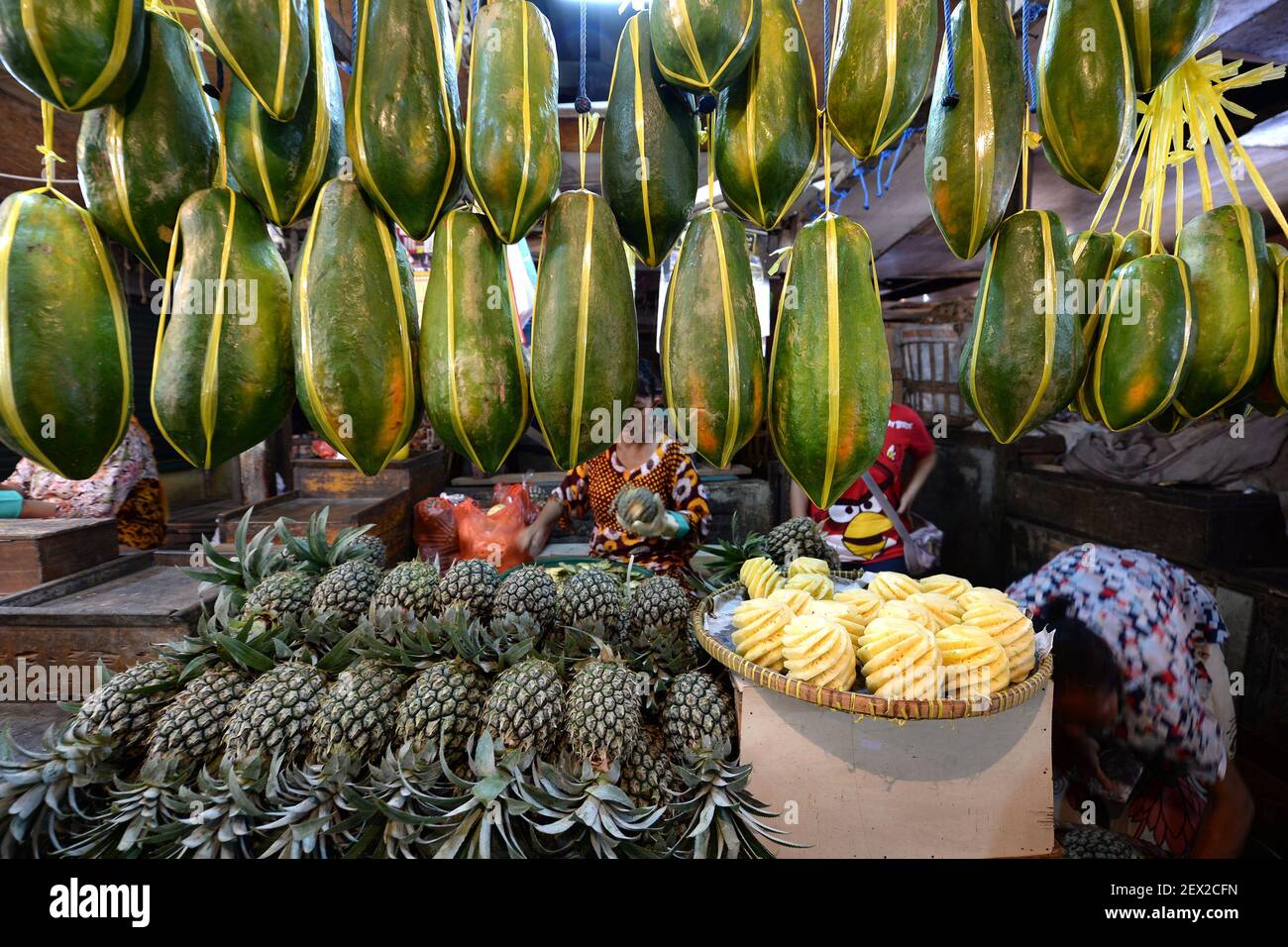 Papaya fruit (above) and Pinaples (below) on display at the Pucang