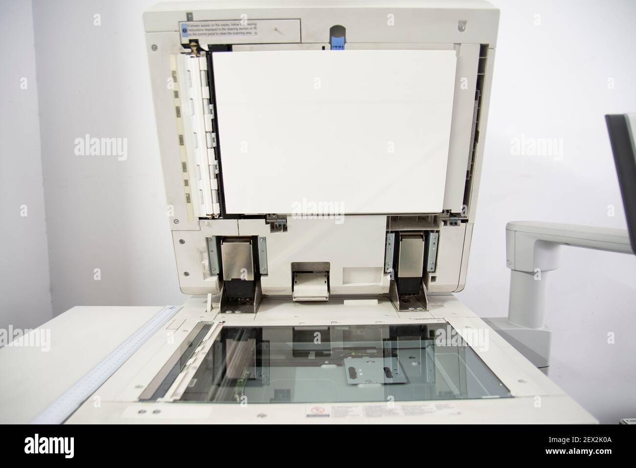 scanning glass of digital copier. space for text. no people. Stock Photo