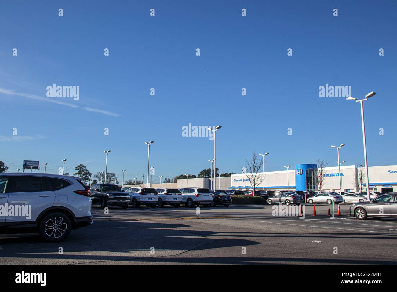 Augusta, Ga USA 01 30 21 Honda Car Dealership parking lot distant