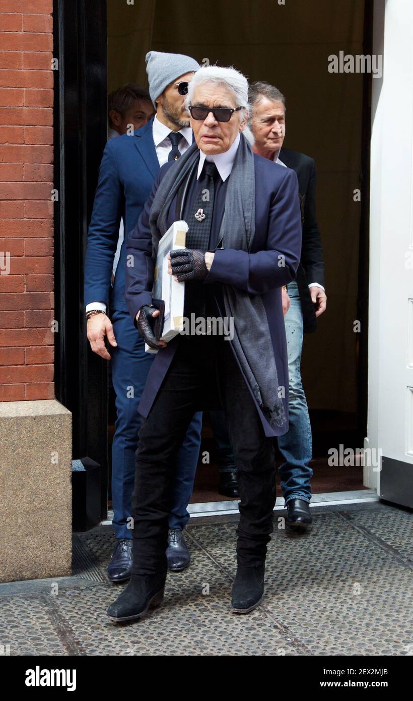 Designer Karl Lagerfeld Out and About in NYC on April 1, 2015 (Photo By  Alberto Reyes) *** Please Use Credit from Credit Field *** Stock Photo -  Alamy