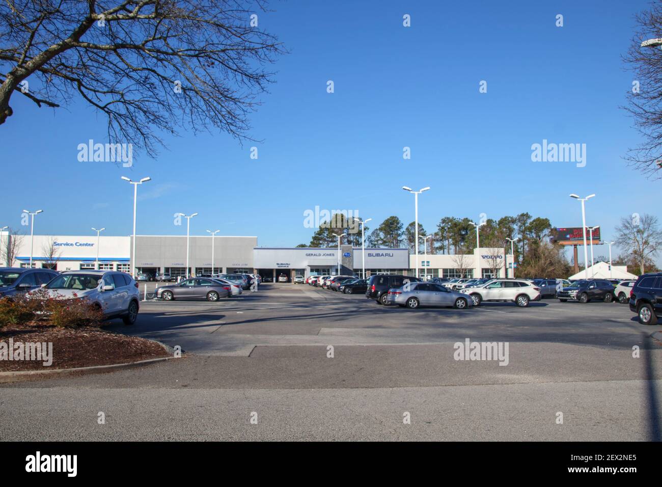 Augusta, Ga USA 01 30 21 Honda Car Dealership parking lot street