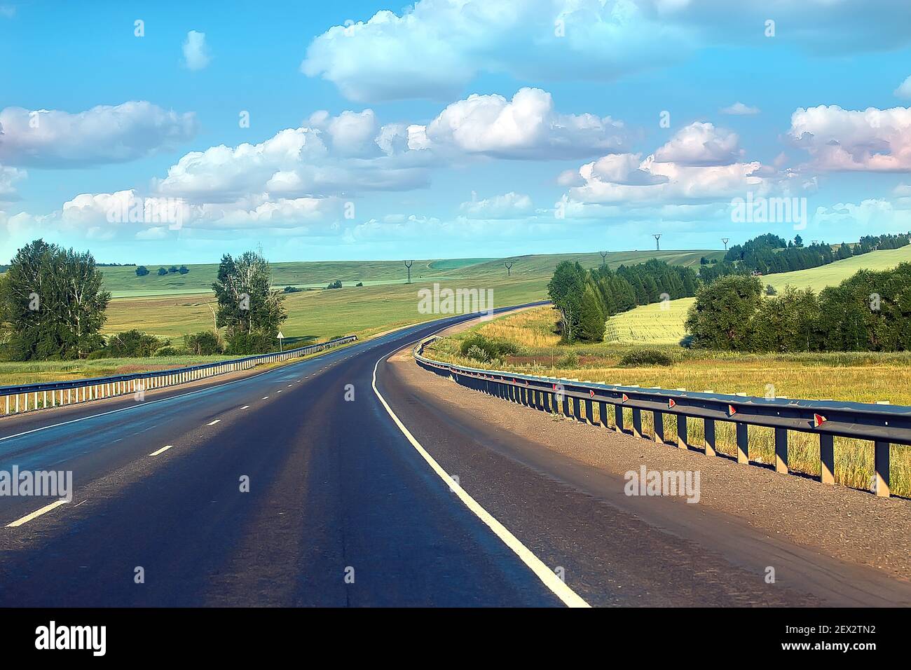 summer landscape with road and sky Stock Photo - Alamy