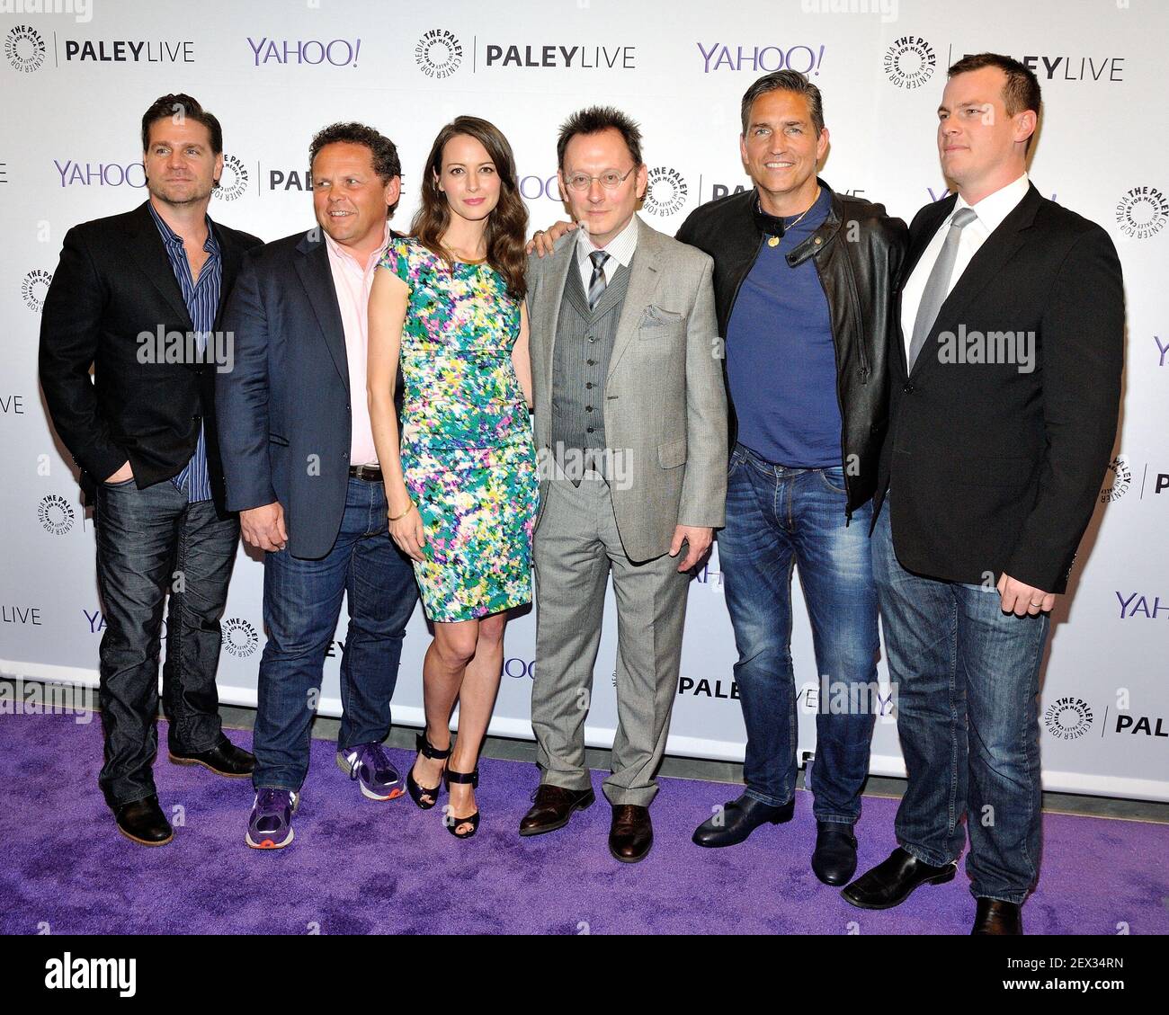 L-R: Greg Plageman, Kevin Chapman, Amy Acker, Michael Emerson, Jim Caviezel and Jonathan Nolan attend An Evening with 'Person of Interest' at The Paley Center for Media in New York, NY on April 13, 2015. (Photo by Stephen Smith) *** Please Use Credit from Credit Field *** Stock Photo