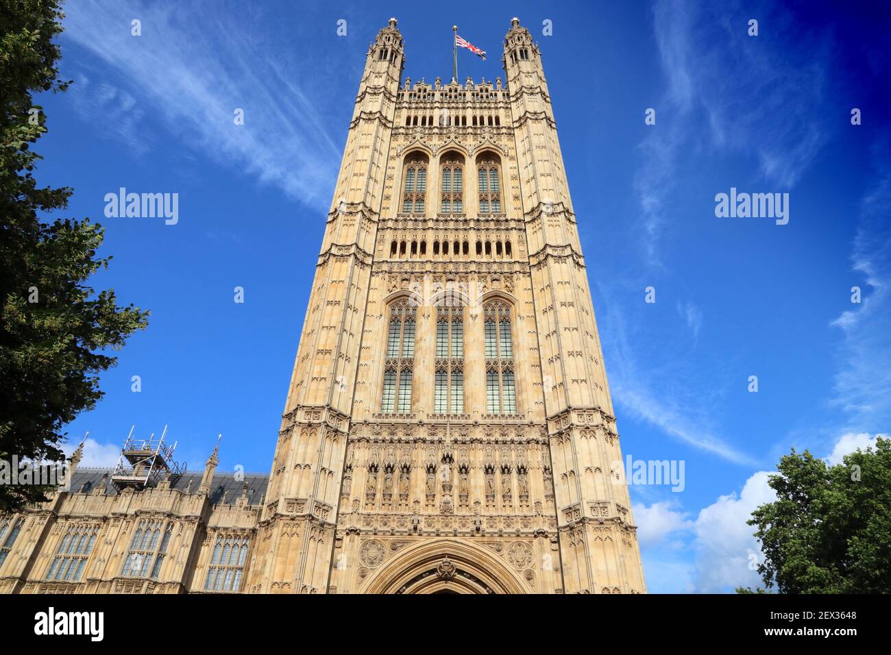 Victoria Tower, London UK. Palace of Westminster in London. Stock Photo