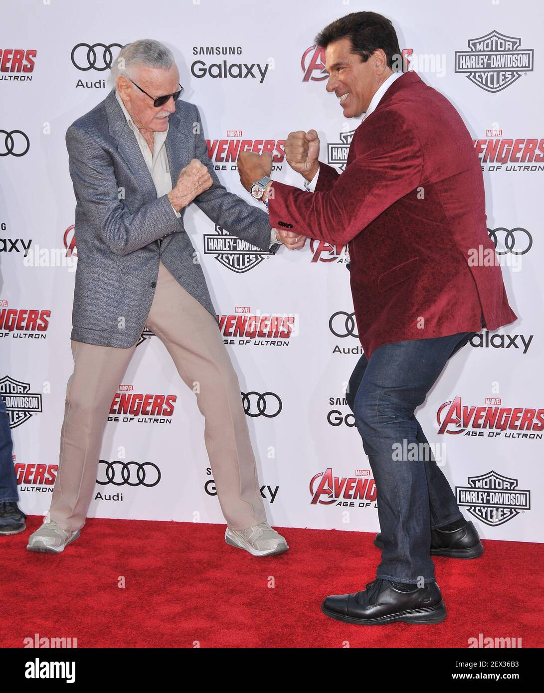 (L-R) Stan Lee and Lou Ferrigno arrives at the Marvel's "Avengers: Age ...