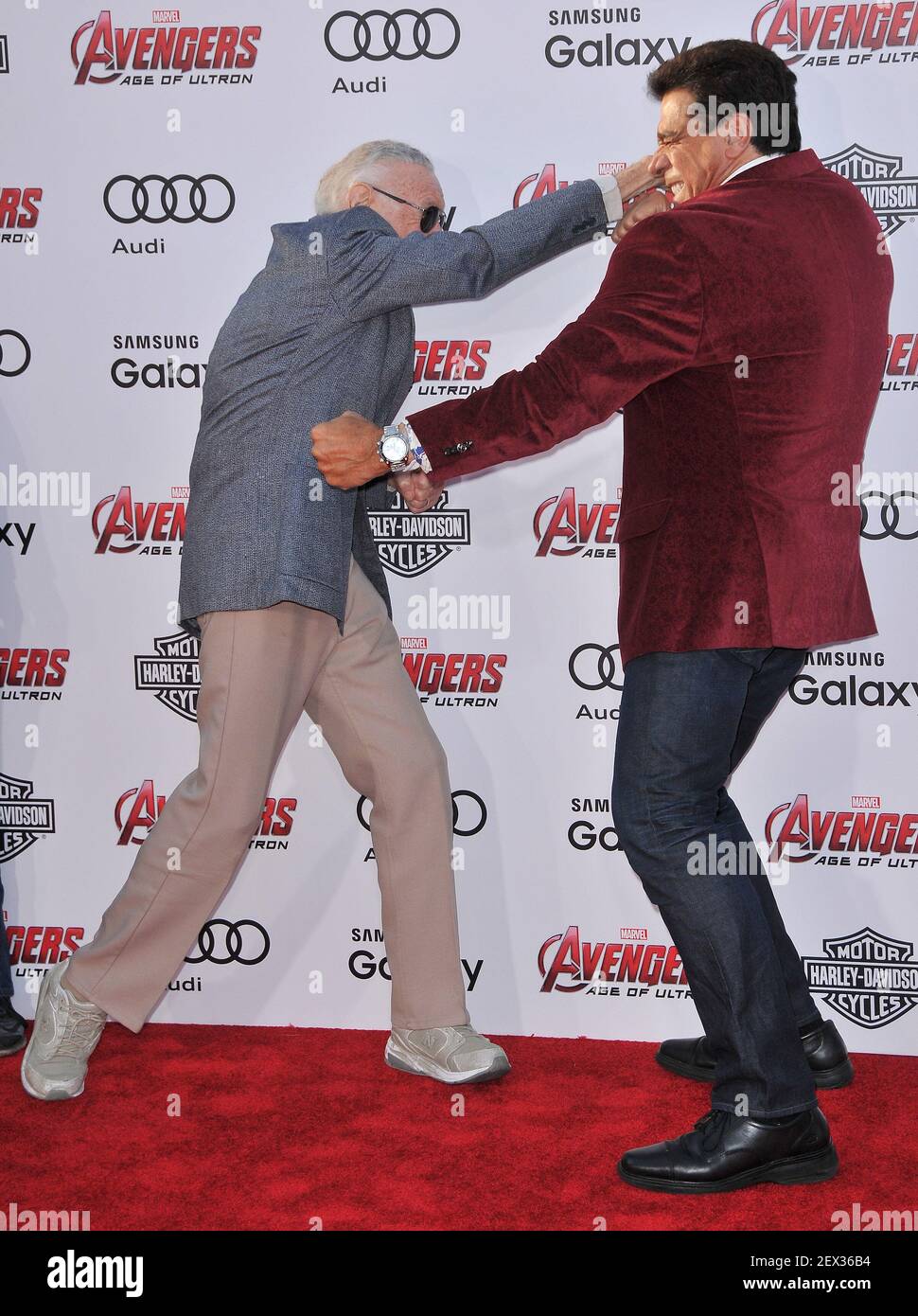 (L-R) Stan Lee and Lou Ferrigno arrives at the Marvel's "Avengers: Age ...