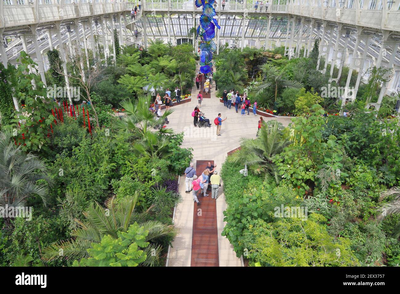 KEW, UK - JULY 15, 2019: People visit Temperate House of Kew Gardens in Greater London. Royal Botanic Gardens are designated as UNESCO World Heritage Stock Photo