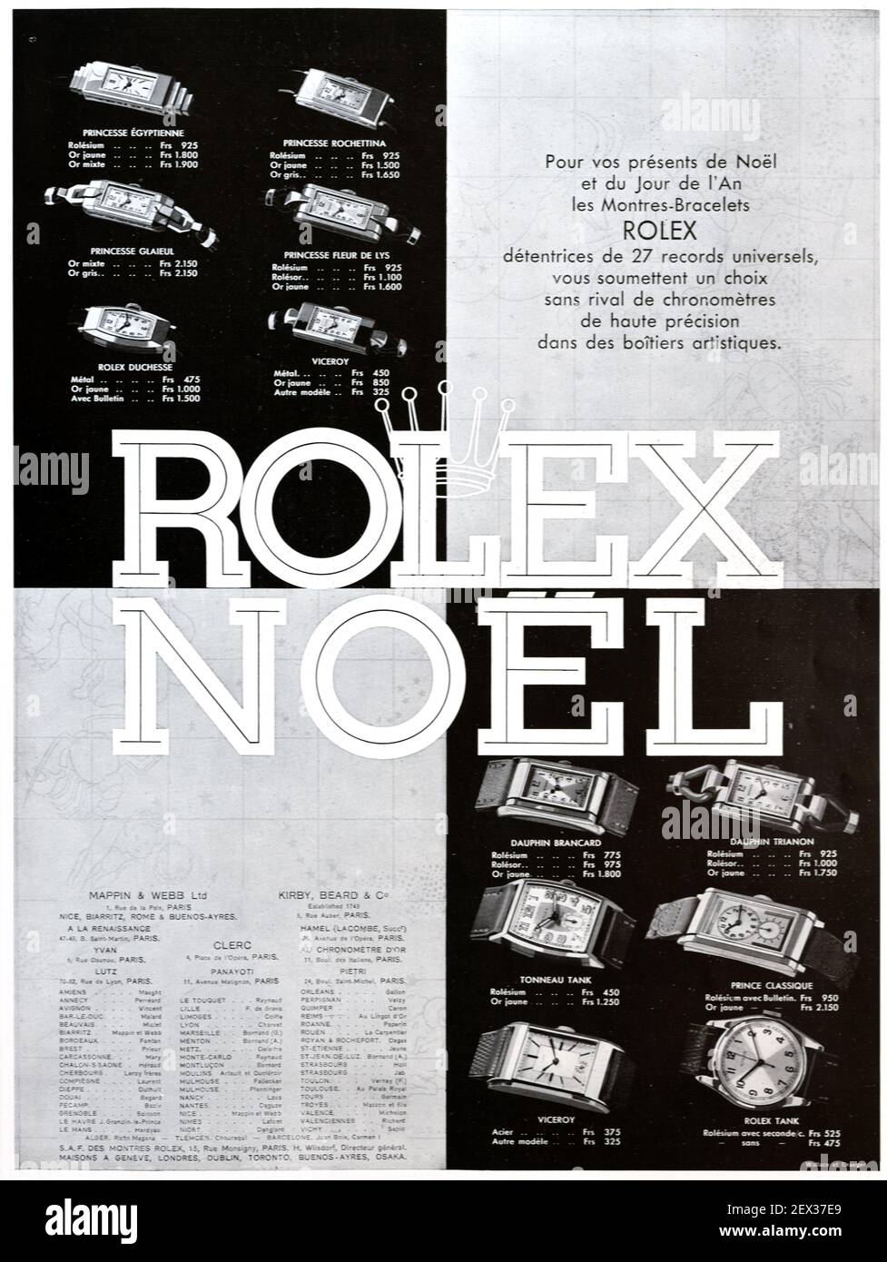 Vintage Advert, Advertisement or Publicy for Rolex Watches as Christmas  Gift 1935 Illustration Stock Photo - Alamy