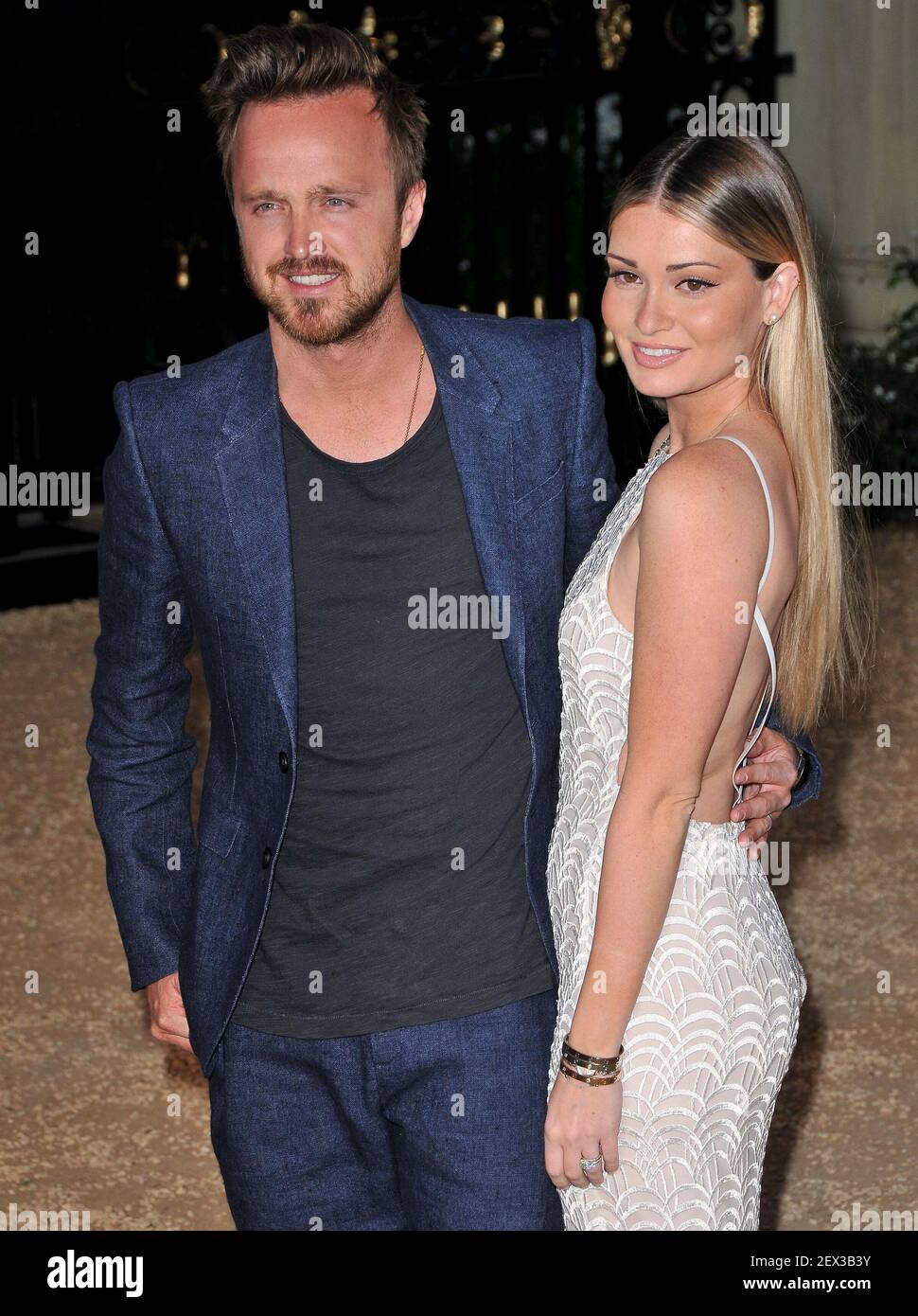 (L-R) Aaron Paul and Lauren Parsekian arrives at the Burberry “London