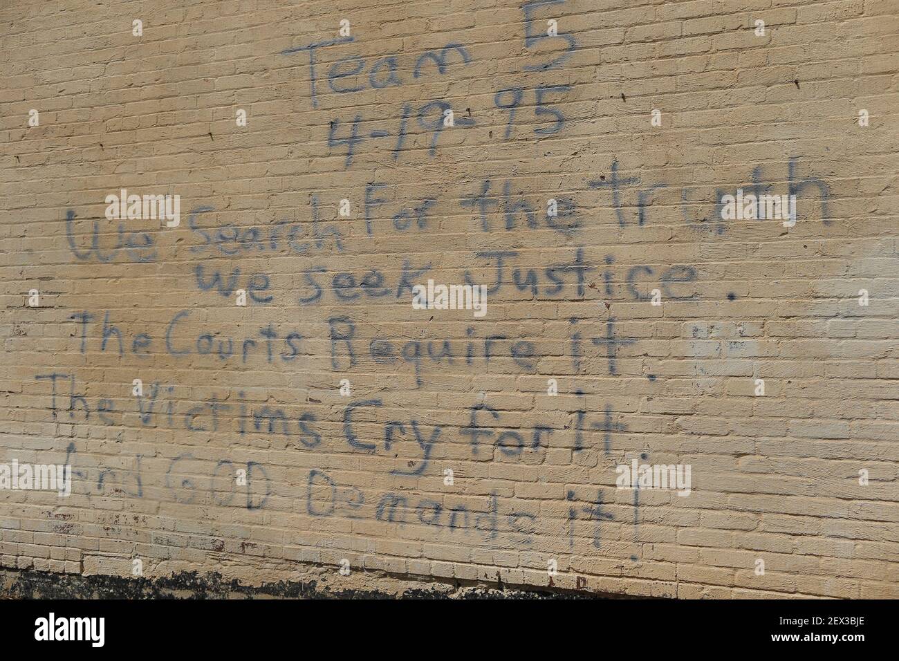 These words were spraypainted onto a building by rescue workers across