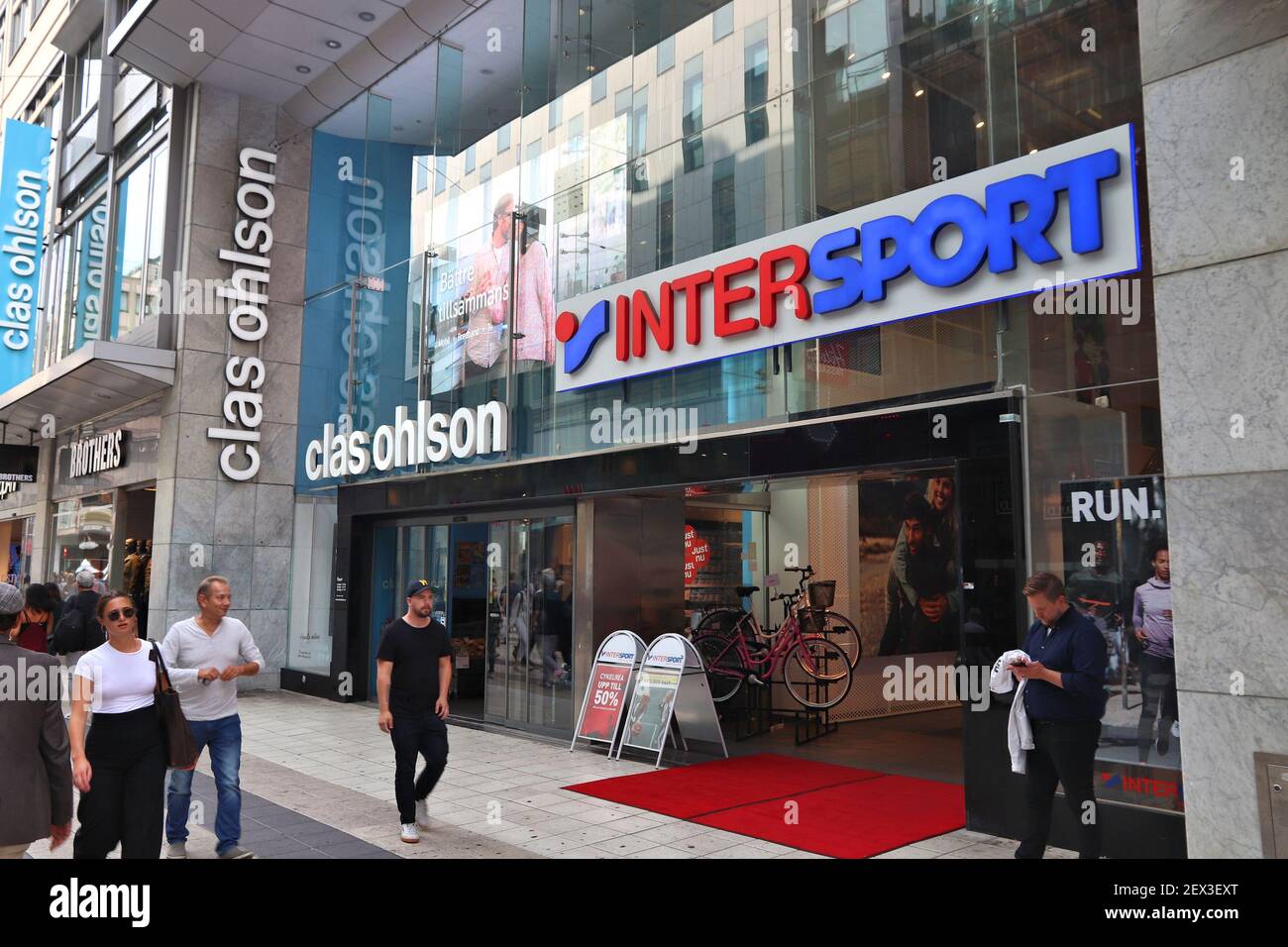 STOCKHOLM, SWEDEN - AUGUST 23, 2018: People walk by Intersport sportswear  store in Stockholm, Sweden. Intersport has over 5,000 locations worldwide  Stock Photo - Alamy