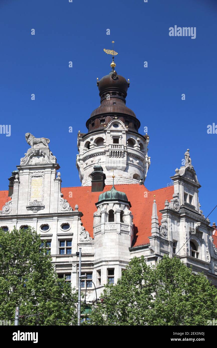 Leipzig City Hall. Architecture in Germany. New City Hall (Neues Rathaus) in historicism