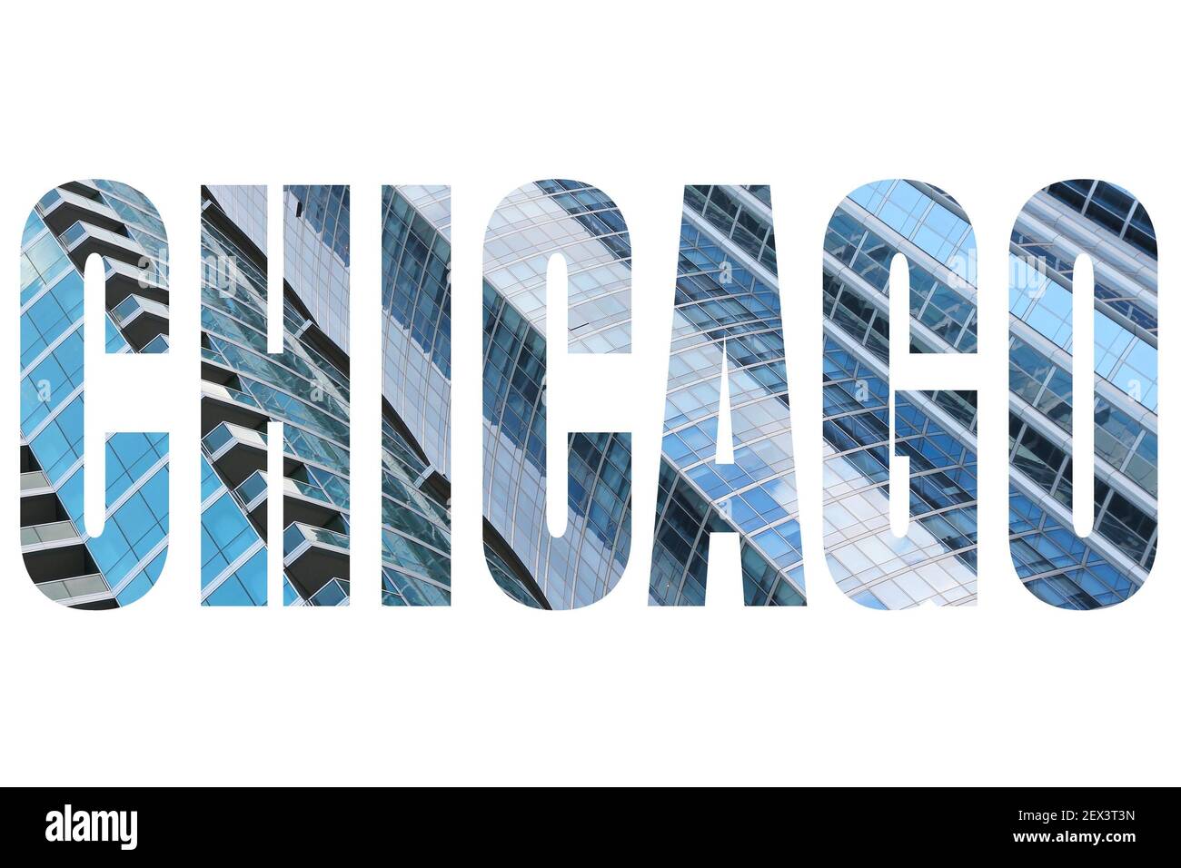 Chicago city name - USA travel destination sign on white background. Stock Photo