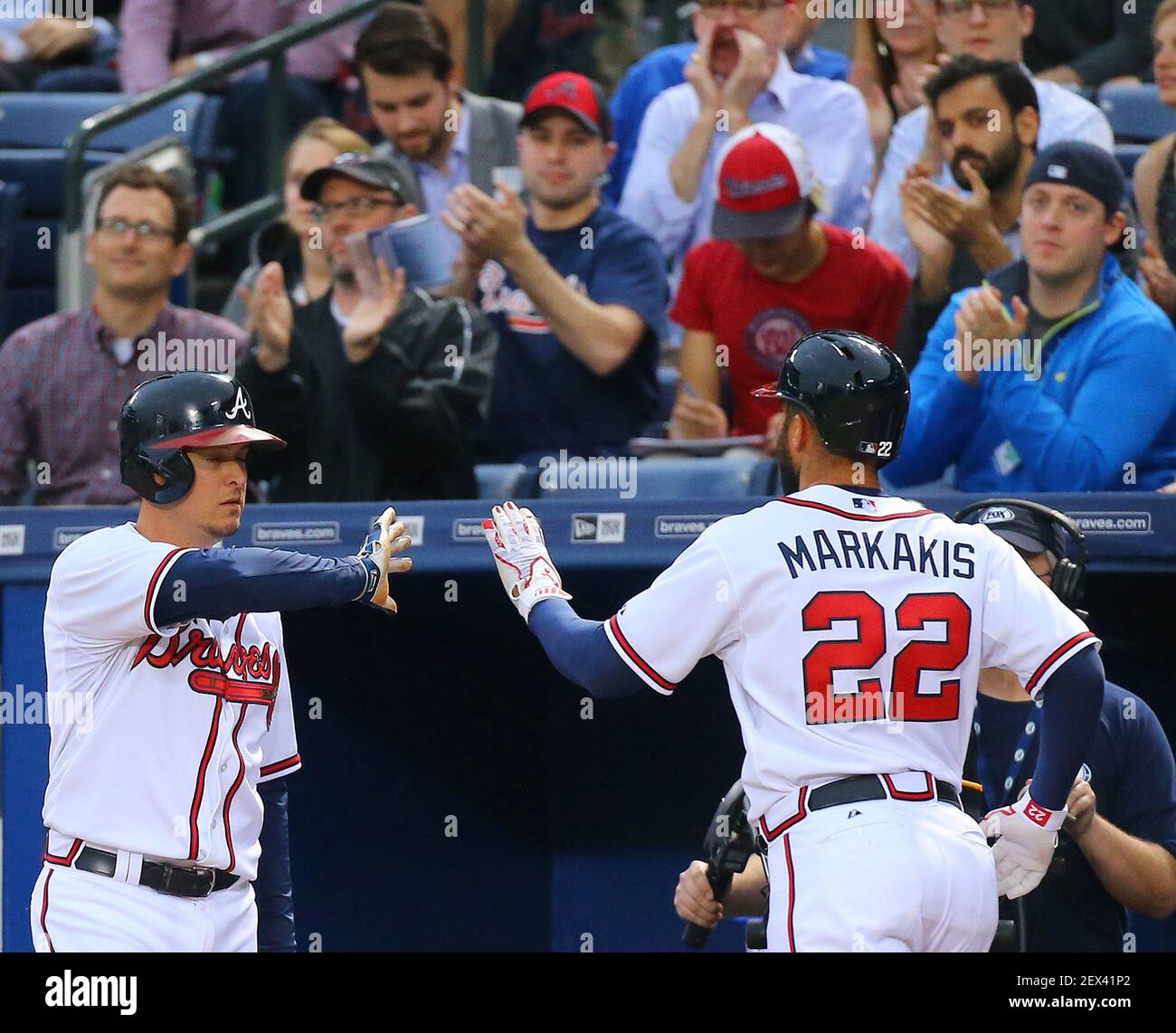 WASHINGTON, DC - JULY 20: Atlanta Braves right fielder Nick Markakis (22)  on the field prior to the game between the Atlanta Braves and the  Washington Nationals on July 20, 2018, at