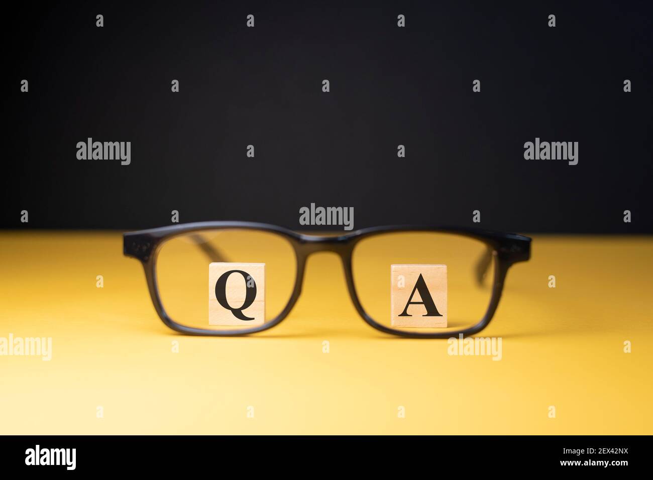 Q and A alphabet through an eyeglass. Concept of questions and answers Stock Photo Alamy