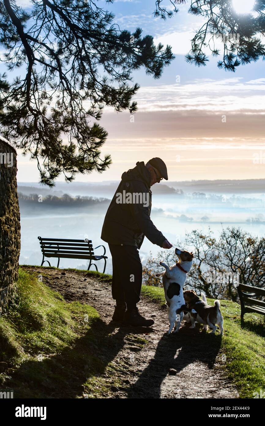 Misty views from the Cotswold Escarpment near WottonunderEdge in