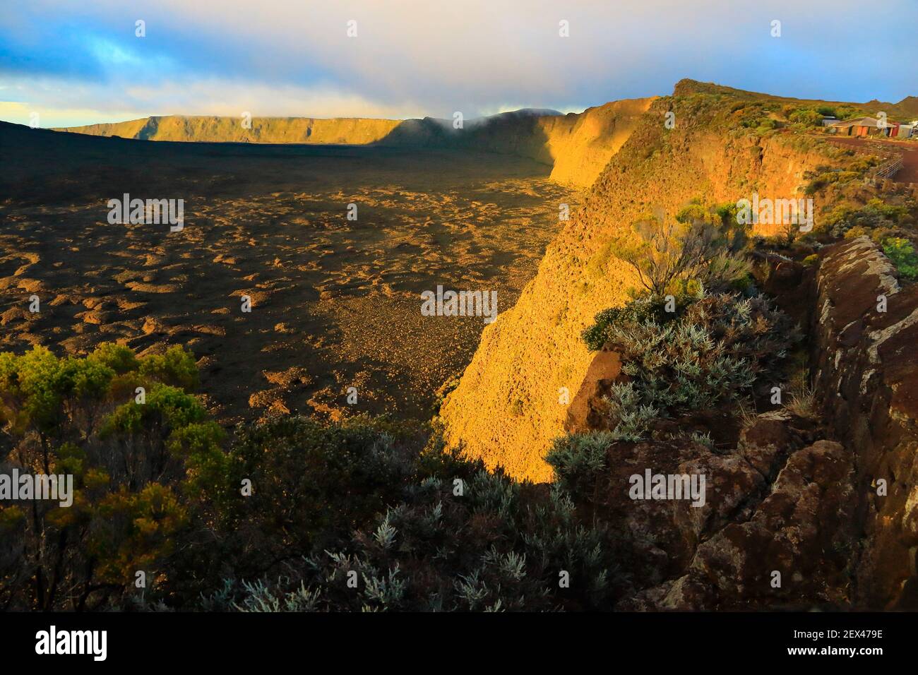 Volcanic landscape of the Piton de la Fournaise, Reunion Island Stock Photo