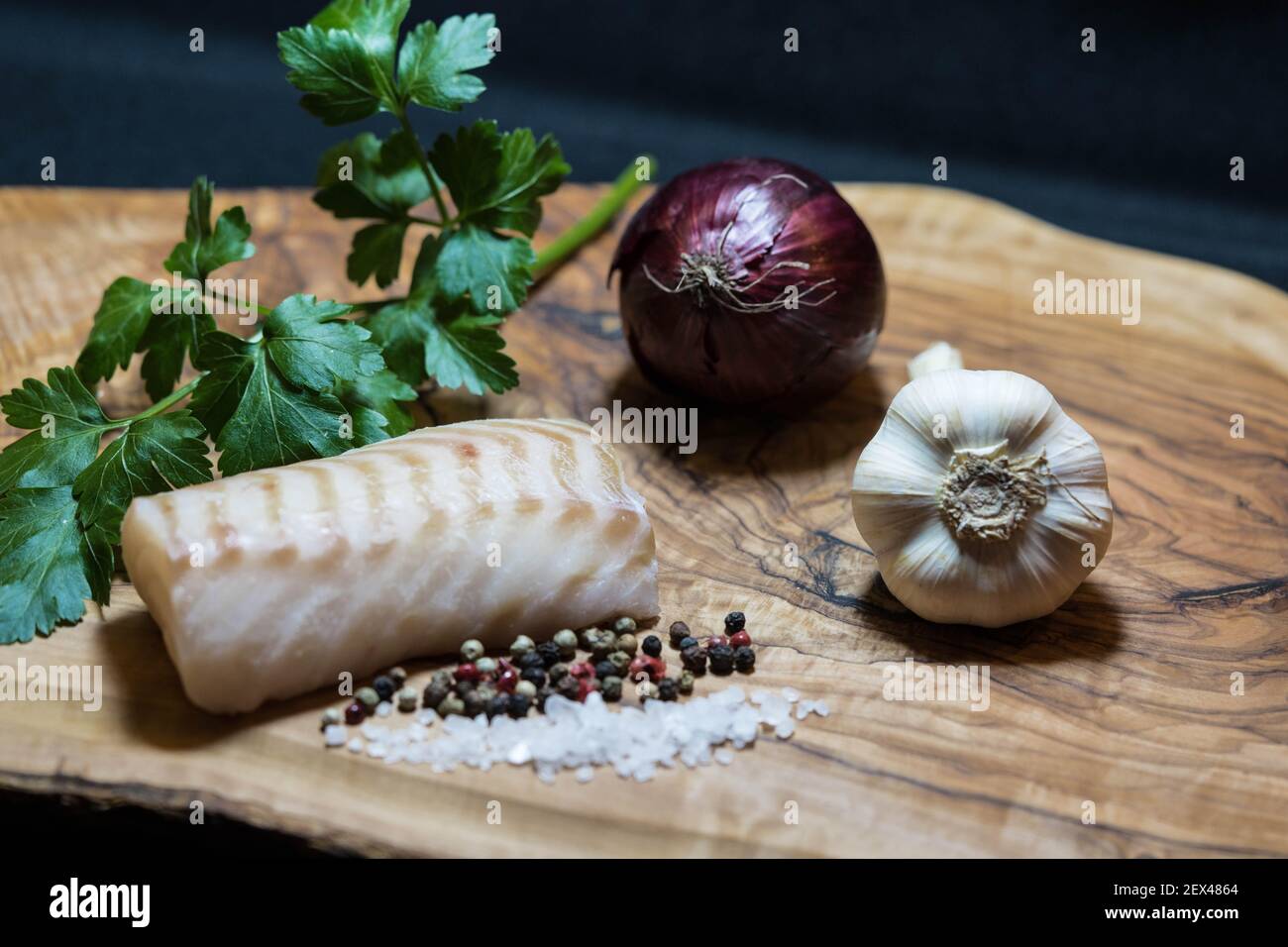 roasted cod fillet on mediterranean vegetables Stock Photo - Alamy